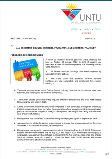 FEEDBACK: SHARED SERVICES