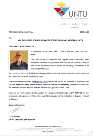 DECLARATION OF DISPUTES.