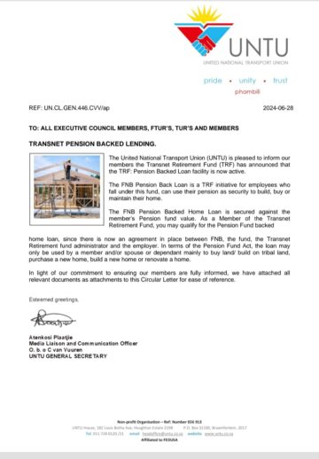 TRANSNET PENSION BACKED LENDING.