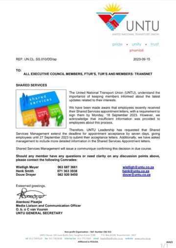 FEEDBACK: SHARED SERVICES