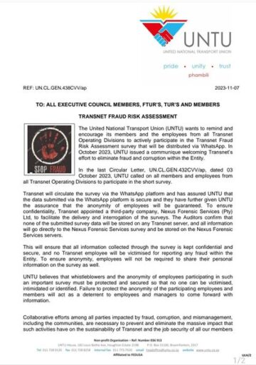 TRANSNET FRAUD RISK ASSESSMENT