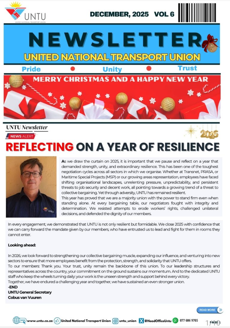 UNTU NEWSLETTER VOL 6: DECEMBER ISSUE