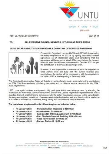 2024/5 SALARY NEGOTIATIONS MANDATE & CONDITION OF SERVICES ROADSHOW