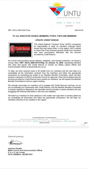 UPDATE: CREDIT RESCUE