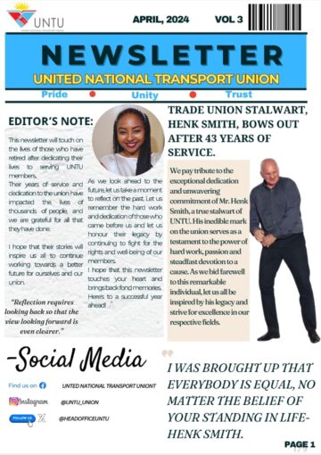 UNTU NEWSLETTER VOL 3: APRIL ISSUE