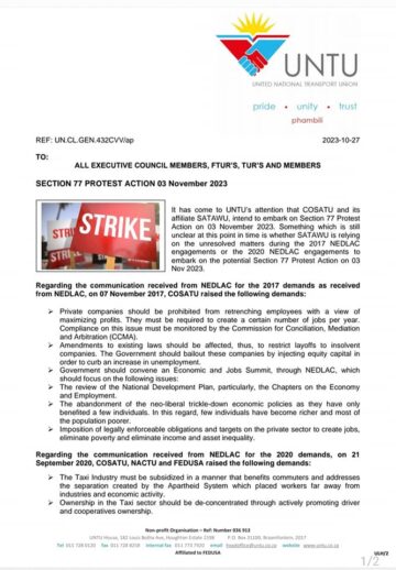 SECTION 77 PROTEST ACTION 03 NOVEMBER 2023